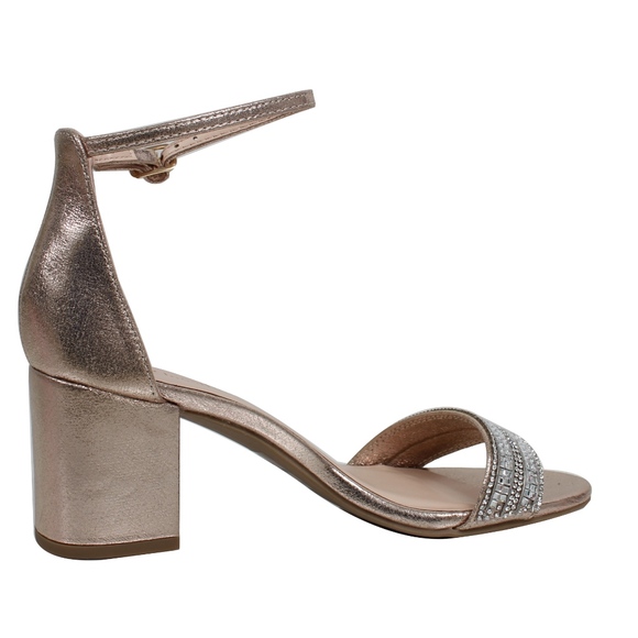 Gold Shimmer Open Toe Ankle Strap Dress Sandal - Picture 3 of 6